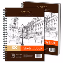 JOY SPOT 9x12 Inch Sketch Book  Pack of 2  200 Sheets 68 lb100gsm  Spiral Bound Artist Sketch Pad for Artist Pro & Amateurs   ...