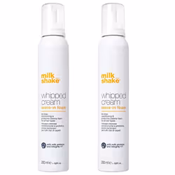 Milk shake whipped cream leave in foam, duo pack of 2 x 200 ml, conditioning and protective creamy foam for all hair types, 4 ...