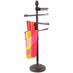 O2COOL Pool & Spa Valet, Adjustable Pool & Patio Towel Holder with Weighted Base, Outdoor Towel Bar, Poolside Table, Bronze