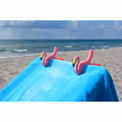 O2COOL Bocaclips - Beach Towel Clips for Beach Chairs  Patio and Pool Accessories - (Flamingo) 2 Count