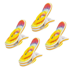 O2COOL Bocaclips  Beach Towel Clips For Beach Chairs  Patio And Pool Accessories Clothes Pins or Bag Clips  Tye Die Flip Flop