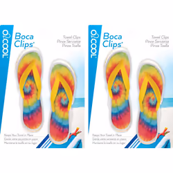 O2COOL Bocaclips  Beach Towel Clips For Beach Chairs  Patio And Pool Accessories Clothes Pins or Bag Clips  Tye Die Flip Flop