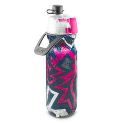 O2COOL Mist 'N Sip Misting Water Bottle 2-in-1 Mist And Sip Function With No Leak Pull Top Spout Reusable Sports Water Bottle - 20 oz (Graffiti Pink)
