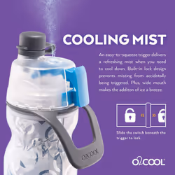 O2COOL Mist 'N Sip Misting Water Bottle 2-in-1 Mist And Sip Function With No Leak Pull Top Spout Reusable Sports Water Bottle - 20 oz (Graffiti Blue)