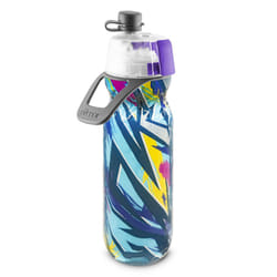 O2COOL Mist 'N Sip Misting Water Bottle 2-in-1 Mist And Sip Function With No Leak Pull Top Spout Reusable Sports Water Bottle - 20 oz (Lightning Blue)