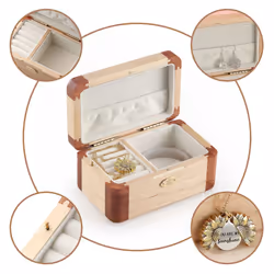 SOFTALK Vintage Wood Jewelry Box Music Box Trinket Box Musical Boxes G
