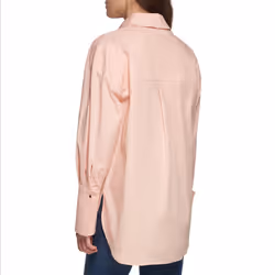 DKNY Women's Casual Oversized Buttonup Top  Peony