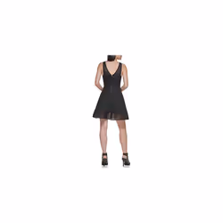 DKNY Women's Mixed Media Mesh Highneck Dress  Black