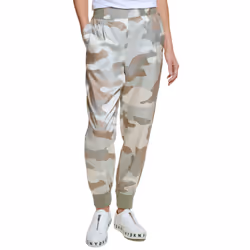 DKNY Women's Ribbed Ankle Cuff Easy Pull-on Sportswear Pant  Parchment