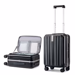 Hanke 20 Inch Carry-On Luggage PC Hard Shell Suitcases for Travel Front Opening Aluminum Frame Travel Luggage Rolling Suitcas ...