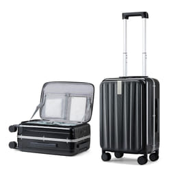Hanke 20 Inch Carry-On Luggage PC Hard Shell Suitcases for Travel Front Opening Aluminum Frame Travel Luggage Rolling Suitcase with Wheels for Women M