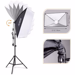 Andoer Studio Photography Light kit Softbox Lighting Set with 85W 2800K-5700K Bi-color Temperature - US Plug