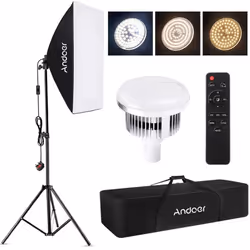 Andoer Studio Photography Light kit Softbox Lighting Set with 85W 2800K-5700K Bi-color Temperature - UK Plug