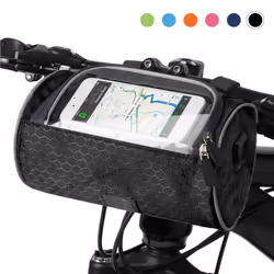 Waterproof Bike Handlebar Bag Bicycle Front Bag Touchscreen Phone Holder Bag Pack Shoulder Bag MTB - black