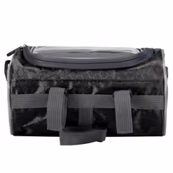 Waterproof Bike Handlebar Bag Bicycle Front Bag Touchscreen Phone Holder Bag Pack Shoulder Bag MTB - black