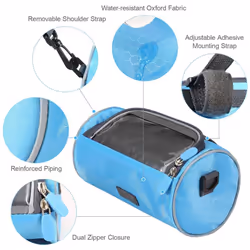 Waterproof Bike Handlebar Bag Bicycle Front Bag Touchscreen Phone Holder Bag Pack Shoulder Bag MTB - black