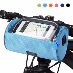Waterproof Bike Handlebar Bag Bicycle Front Bag Touchscreen Phone Holder Bag Pack Shoulder Bag MTB - blue