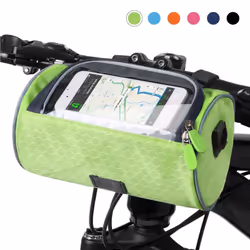 Waterproof Bike Handlebar Bag Bicycle Front Bag Touchscreen Phone Holder Bag Pack Shoulder Bag MTB - green
