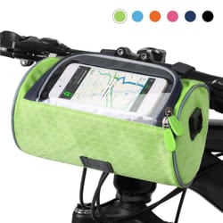 Waterproof Bike Handlebar Bag Bicycle Front Bag Touchscreen Phone Holder Bag Pack Shoulder Bag MTB - green