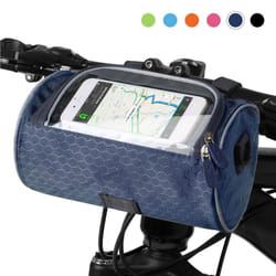 Waterproof Bike Handlebar Bag Bicycle Front Bag Touchscreen Phone Holder Bag Pack Shoulder Bag MTB - dark blue