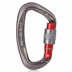25KN Carabiner Screw Locking Gate Carabiner Heavy Duty D-shape Latch Hook - grey