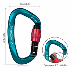 25KN Carabiner Screw Locking Gate Carabiner Heavy Duty D-shape Latch Hook - grey
