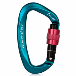 25KN Carabiner Screw Locking Gate Carabiner Heavy Duty D-shape Latch Hook - blue