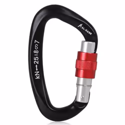 25KN Carabiner Screw Locking Gate Carabiner Heavy Duty D-shape Latch Hook - black