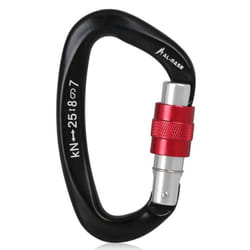 25KN Carabiner Screw Locking Gate Carabiner Heavy Duty D-shape Latch Hook - black
