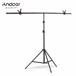 T-shape Backdrop Stand Background Bracket Kit Aluminum Alloy Material Heavy Duty Portable Adjustable Height - black, 2m