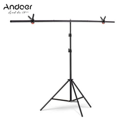 T-shape Backdrop Stand Background Bracket Kit Aluminum Alloy Material Heavy Duty Portable Adjustable Height - black, 2m