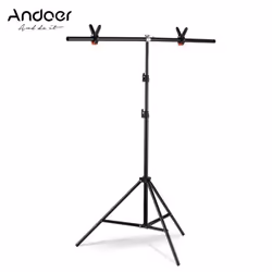 T-Shape Backdrop Stand Background Bracket Kit Aluminum Alloy Material Heavy Duty Portable Adjustable Height - black, 1m