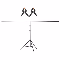 T-Shape Backdrop Stand Background Bracket Kit Aluminum Alloy Material Heavy Duty Portable Adjustable Height - black, 1m