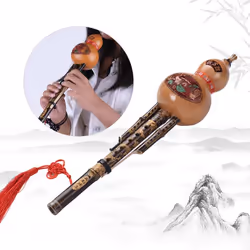Chinese Handmade Black Bamboo Hulusi Gourd Cucurbit Flute Ethnic Musical Instrument Key of C with