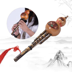 Chinese Handmade Black Bamboo Hulusi Gourd Cucurbit Flute Ethnic Musical Instrument Key of C with