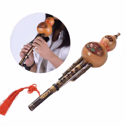 Chinese Handmade Black Bamboo Hulusi Gourd Cucurbit Flute Ethnic Musical Instrument Key of C with