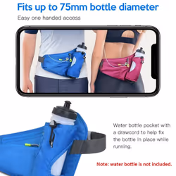 Sports Hydration Belt Bag Running Belt Waist Pack Bum Bag with Water Bottle Holder for Men Women - blue