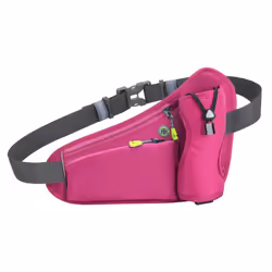 Sports Hydration Belt Bag Running Belt Waist Pack Bum Bag with Water Bottle Holder for Men Women - rose red