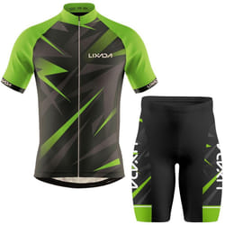 Lixada Men Cycling Jersey Breathable Short Sleeve Bike Shirt and Padded Shorts MTB Bicycle Clothing - green, S
