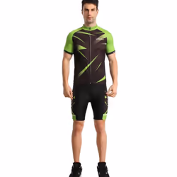 Lixada Men Cycling Jersey Breathable Short Sleeve Bike Shirt and Padded Shorts MTB Bicycle Clothing - green, XL