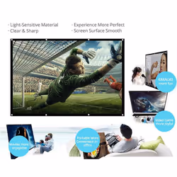 120-inch 16:9 Projector Screen Portable HD Projection Screen Foldable Wall Mounted for Home Theater - White, 100-inch