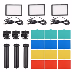 3 Packs 15W LED Video Light Set Desktop Photography Fill Light Bi-Color Temperature Adjustable