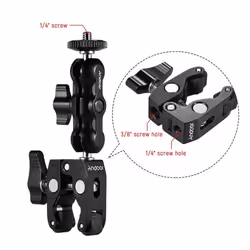 Andoer Multi-functional Clamp Ball Mount Clamp Articulating Friction Arm Super Clamp with 1/4 Inch - black