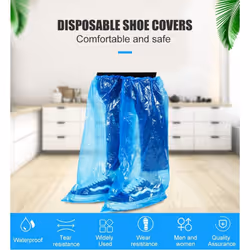 Disposable Shoe Cover 1 Pair Blue Boots Cover Long Rain Shoes and Boots Cover Water Boots Cover