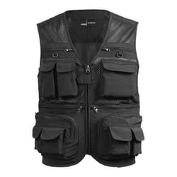 Fishing Vest Breathable Fishing Travel Mesh Vest with Zipper Pockets Summer Work Vest for Outdoor - black, 3XL