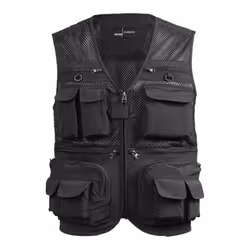 Fishing Vest Breathable Fishing Travel Mesh Vest with Zipper Pockets Summer Work Vest for Outdoor - black, XL