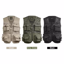 Fishing Vest Breathable Fishing Travel Mesh Vest with Zipper Pockets Summer Work Vest for Outdoor - black, XL