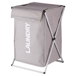 Laundry Basket Clothes Hamper Organizer Sorter Storage Foldable with Cover Handle Aluminum Frame - beige