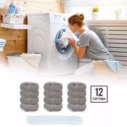 12Pcs Lint Traps with 12 Ties Attach to Washer Sink Hose Stainless Steel Lint Catcher From Clogging