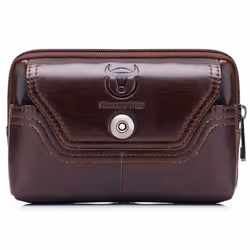 Men Leather Belt Pouch Waist Bag Fanny Pack Phone Pouch with Belt Loop - brown, 4